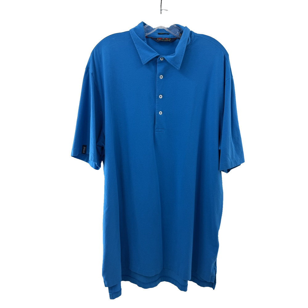 Ralph Lauren Polo Golf Men's Solid Blue Collared Shirt Logo Size XL